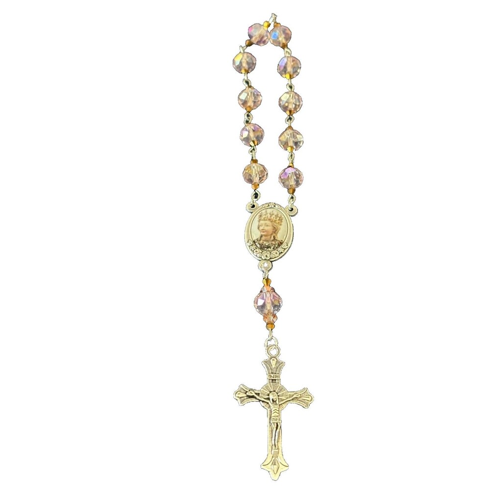 Catholic Rosary Decade Pocket Pink and Copper gold St. Agatha Breast Cancer